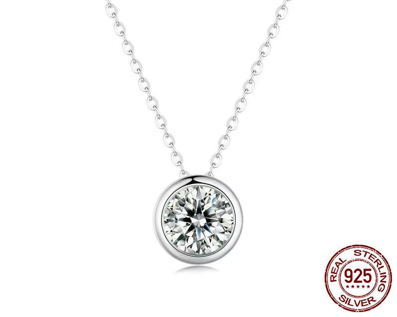 1 Carat Bazel Moissanite Necklace D Color VVS1 Lab Grown Diamond Necklace for Women 925 Sterling Silver Wedding Jewelry