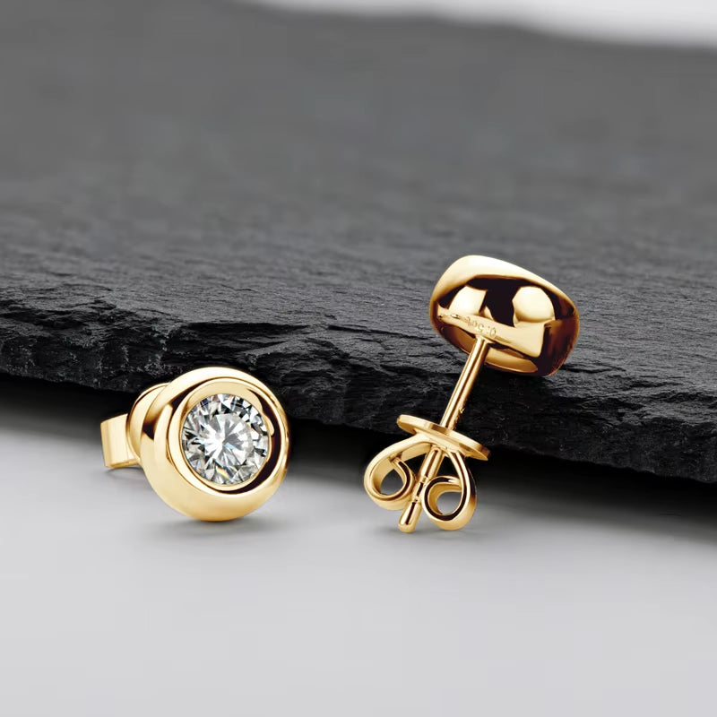 Real 3Ctw. D Color Moissanite Jewelry Set 925 Silver 18K Gold Plated Pendant Necklace Stud Earrings Set for Women Men Gift