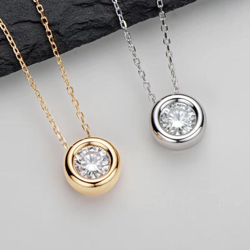 Real 3Ctw. D Color Moissanite Jewelry Set 925 Silver 18K Gold Plated Pendant Necklace Stud Earrings Set for Women Men Gift