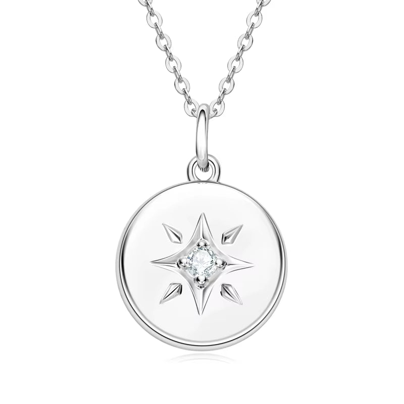 Starburst Necklace Certificated Moissanite Authentic Sterling Silver Fine Jewelry Women North Star 14K Gold Plated 20''