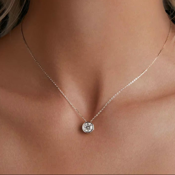 1 Carat Bazel Moissanite Necklace D Color VVS1 Lab Grown Diamond Necklace for Women 925 Sterling Silver Wedding Jewelry