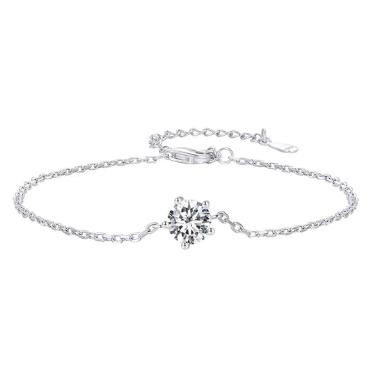 1CT Moissanite Bracelet Trendy 925 Sterling Silver Chain Charms for Women 2023 Classic Jewelry