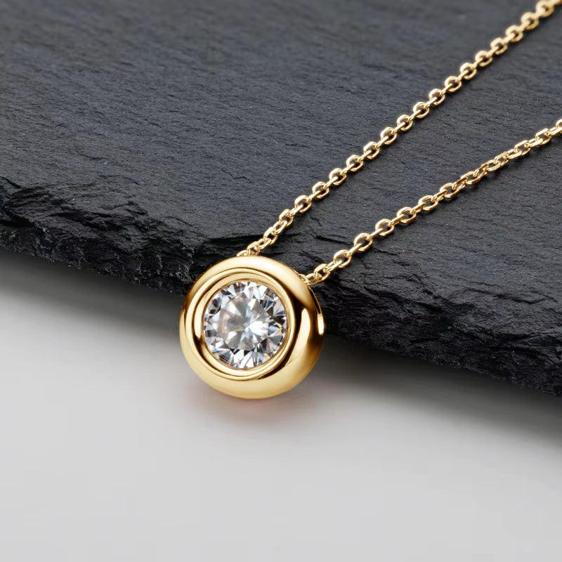 Real 3Ctw. D Color Moissanite Jewelry Set 925 Silver 18K Gold Plated Pendant Necklace Stud Earrings Set for Women Men Gift