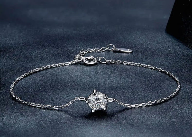 1CT Moissanite Bracelet Trendy 925 Sterling Silver Chain Charms for Women 2023 Classic Jewelry